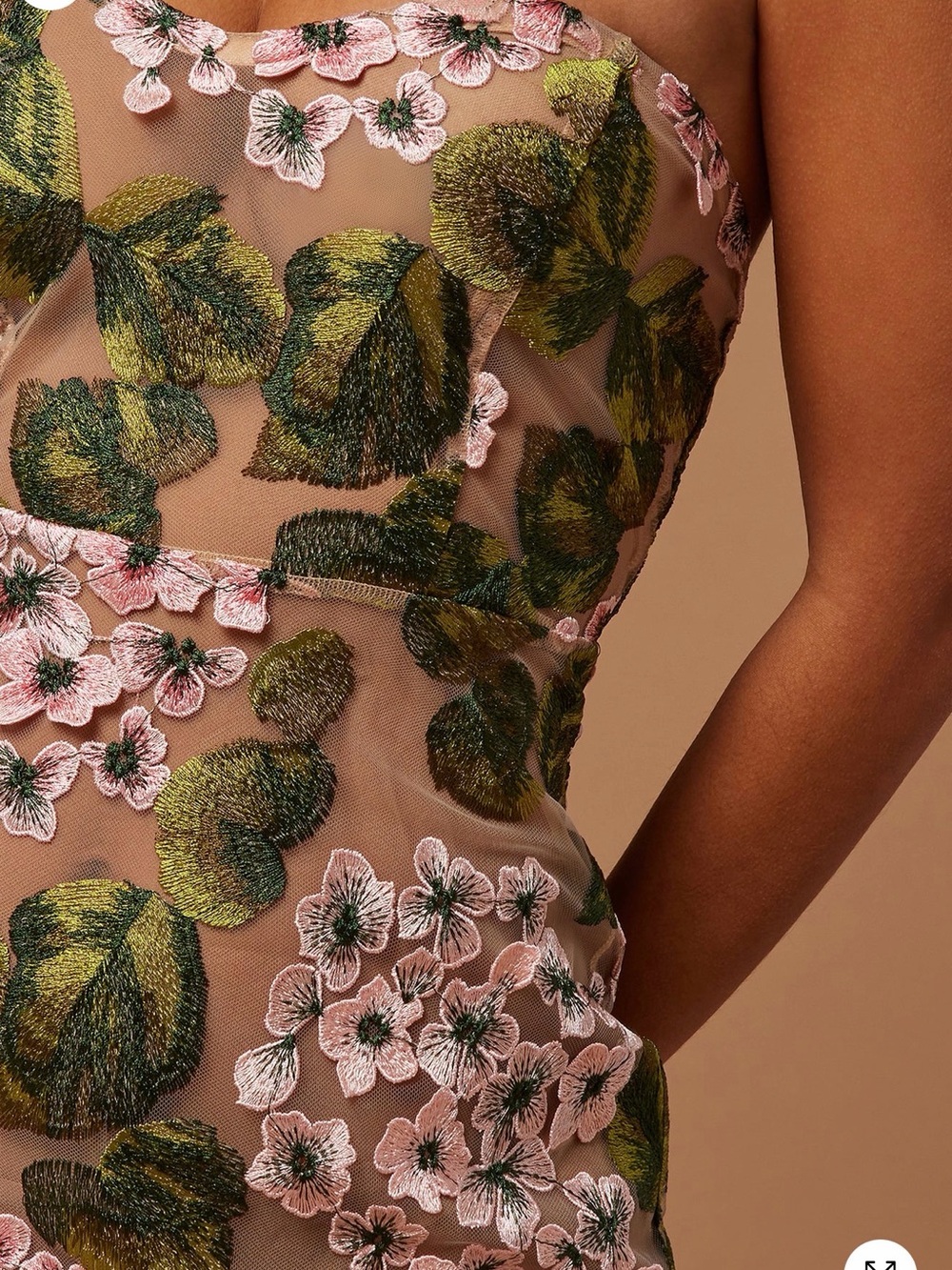 Strapless Pink Floral Maxi Dress with Side Slit - Picture 4 of 5